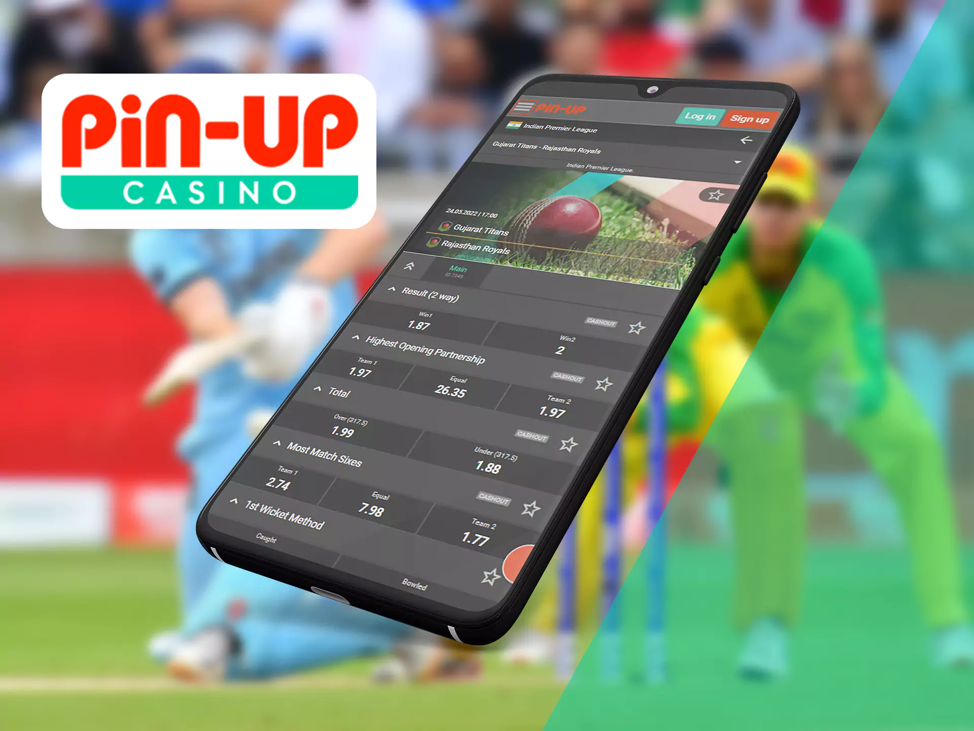 Place bets on cricket matches easily in the Pin-Up app.